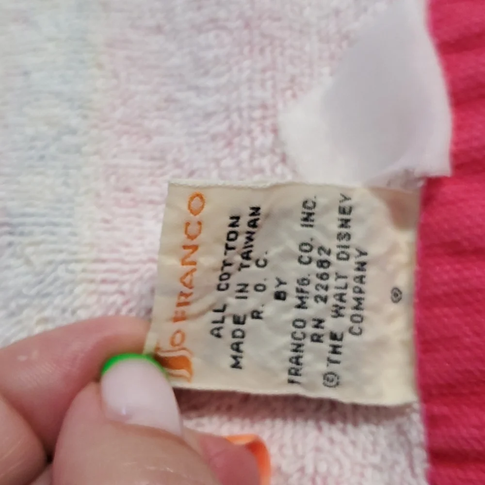 Vintage Jo Franco Walt Disney Minnie Mouse Pink hand towel double sided